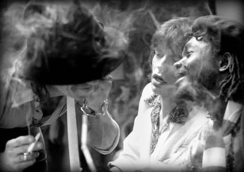 Backstage Recreation, 1978
Keith Richards, Mick Jagger, and Peter Tosh sharing a