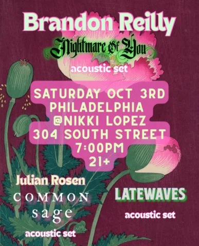 Philadelphia: I’m bringing an intimate acoustic show your way on Saturday, Octob