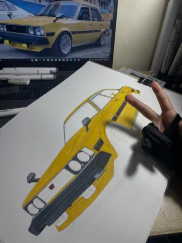 Paso a paso ✍️✨ Recreando este Toyota Corolla KE70 GT. ¡El trabajo de color siem