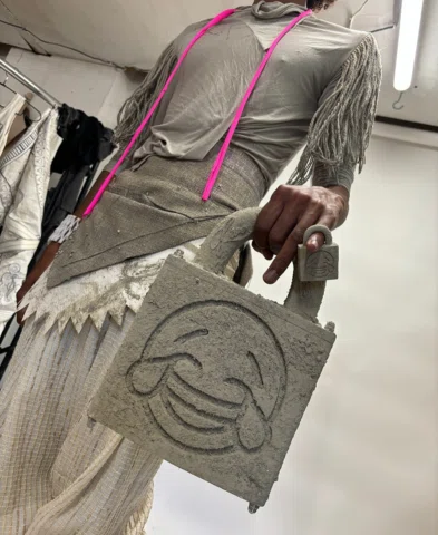 😂

look 22 - @kasimrareali 
- emoji lock handbag engineered by @greybuscemi, co