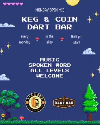 monday night open mic starts at 8pm in the alley! 

come enjoy some cold drinks 
