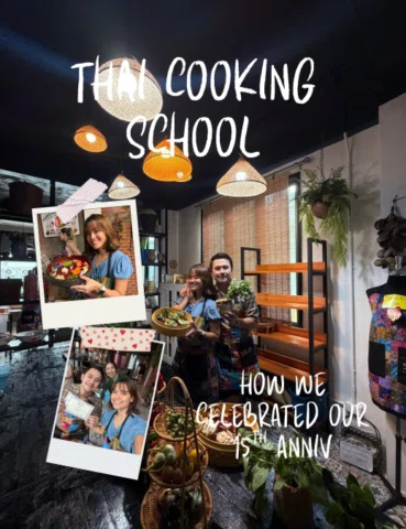 Celebrated our 15th anniversary at @silomthaicooking_school ! 🇹🇭🍜🤍 Such a fu