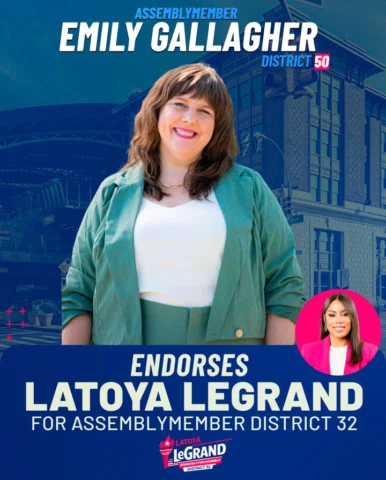 I’m deeply honored to receive the endorsement of Assemblymember Emily Gallagher 