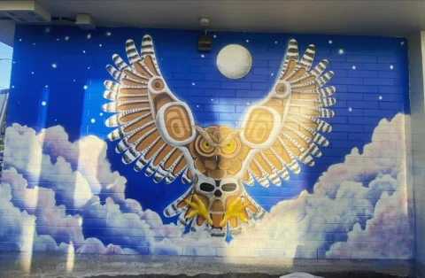 “The Messenger” (2025), located at the corner of Nowell and Princess on the Roge