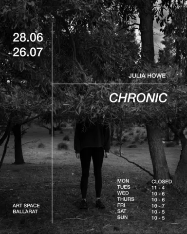 ‘Chronic’
Art exhibition open Tuesday-Sunday 
Art Space Ballarat

@visitballarat