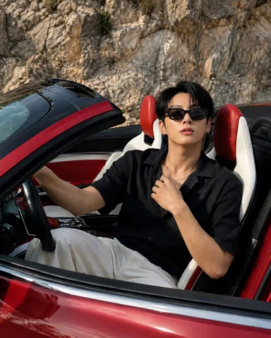 Create an **ultra-realistic, premium cinematic automotive lifestyle portrait of 