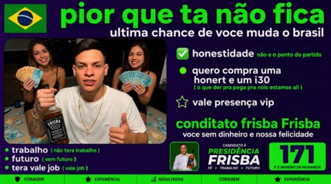 O único candidato que promete não fazer nada e ainda vai cumprir! 🇧🇷😂 Vote co