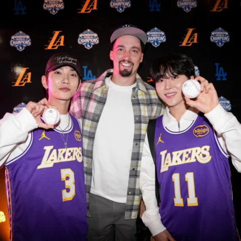 Ran into the boys at the lakers game! Nice meeting you, @joshu_acoustic and @ple
