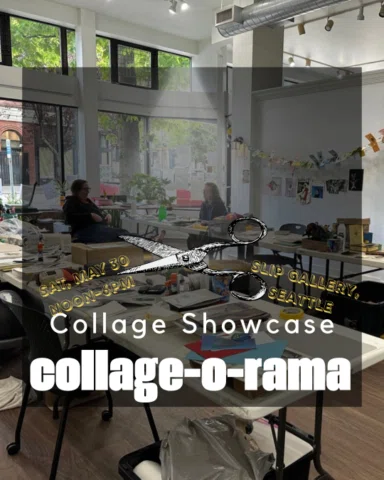 New at Collage-O-Rama this year is the Collage Showcase, a one-day pop-up tablin