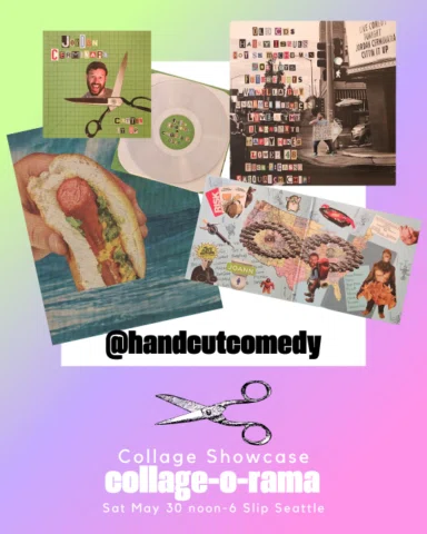Portland collage maker and comedian @handcutcomedy is going to be at Collage-O-R