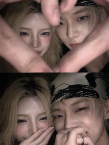 연준이랑 성현이랑 손하트 내가 먼저 찍었어 미안해 ? 
프롬프트 없이 메이투로 간단하게 만들수 있음 

📍메이투 앱> 사진 > AI 효과>  
