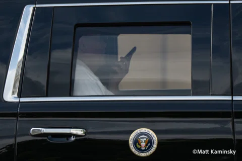 President Donald Trump returned to the White House on Saturday evening after spe