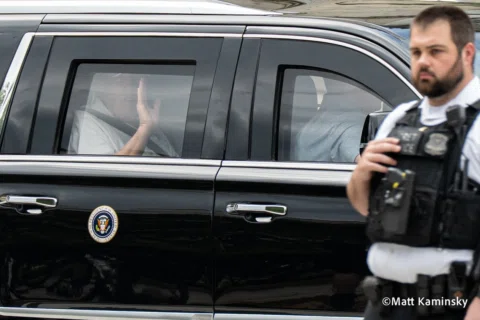 President Donald Trump returned to the White House on Sunday evening after spend