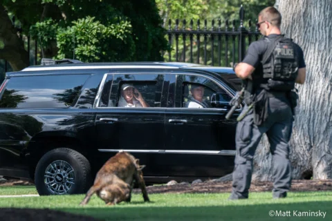 President Donald Trump returns to the White House after spending the day golfing