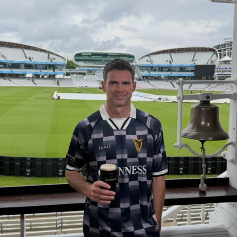 Day 1 of the test match summer and good to be back at Lords with a Guinness. 
Lo