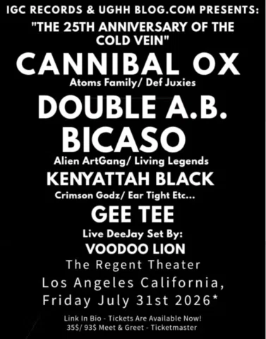 CANNIBAL OX: LIVE IN LOS ANGELES AT THE REGENT THEATER JULY 31ST*