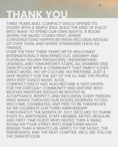 3 YEARS
THANK YOU (oops, Farina flyer should say SATURDAY, not Friday).