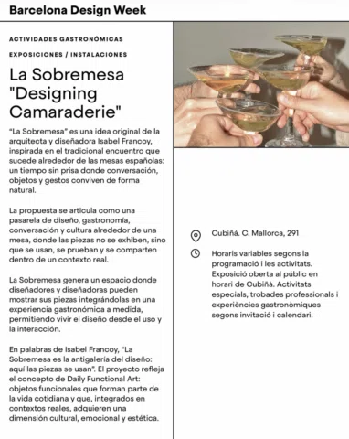 CONVOCATORIA ABIERTA: LA SOBREMESA

Este año, La Sobremesa Designing Camaraderie