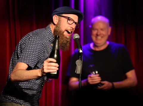 Our 💯th Comedian at the 2026 Rhino Room Late Show is @nonstoptomgleeson!!! 🎉🥂