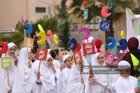 SIDON, LEBANON - FEBRUARY 22: Lebanese children take part in a Ramadan solidarit