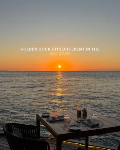 "Golden hour hits different in the Maldives" 
Well, Maldivian sunsets are too su
