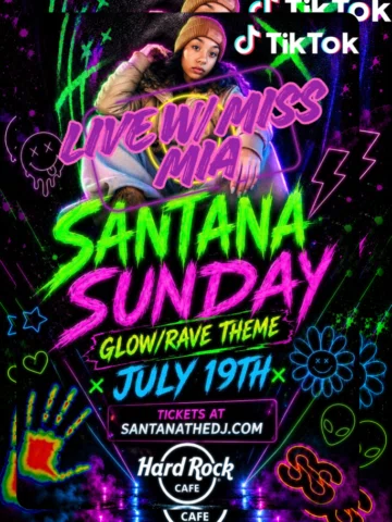IM BACK with an all ages event ✨ Pull up to SANTANA SUNDAY GLOW PARTY @ Hard Roc