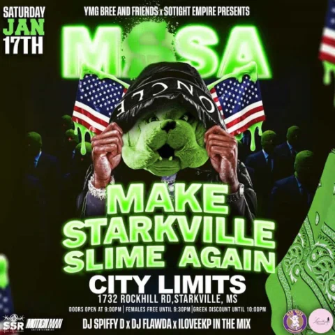 YMG BREE & FRIENDS x So Tight Empire PRESENT: 
MAKE STARKVILLE SLIME AGAIN 💚
🗓