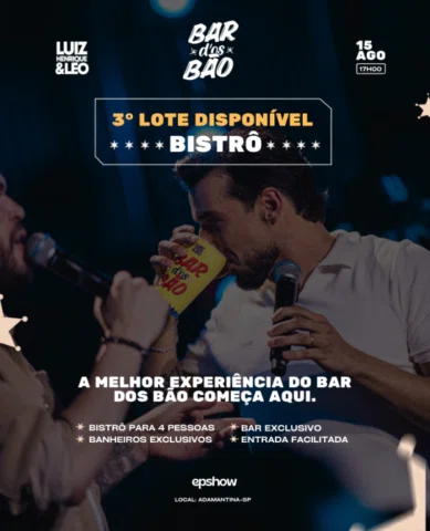 O Bar dos Bão está acontecendo antes mesmo do dia 15!

Os dois primeiros lotes d