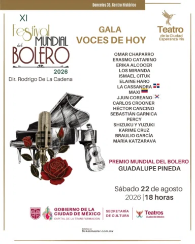 XI FESTIVAL MUNDIAL DEL BOLERO 2026 

Del 21 al 23 de agosto, el Teatro de la Ci