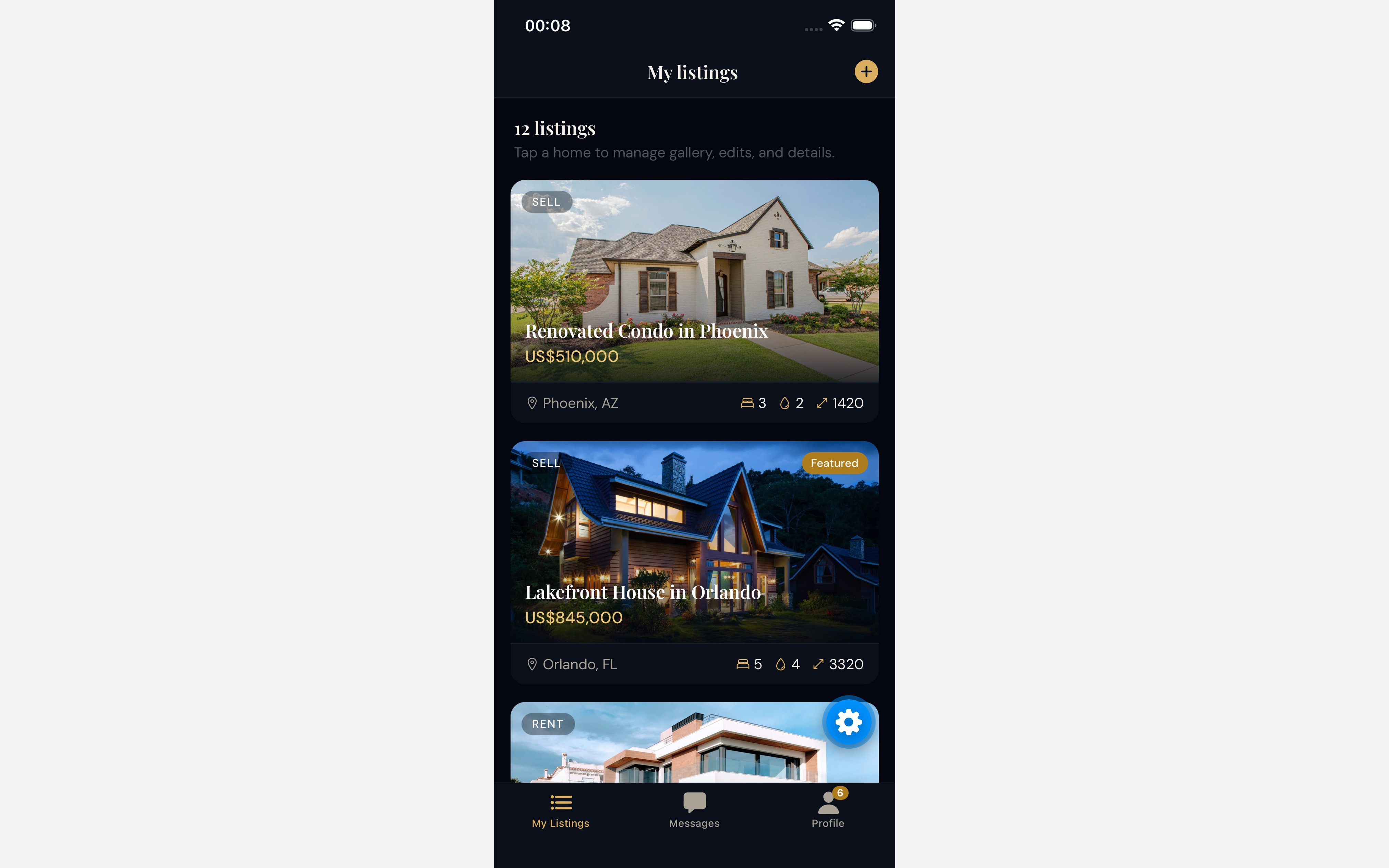 Luxestate Mobile - React Native real estate app for iOS & Android with listings, chat, and subscriptions, screenshot 4 of 8