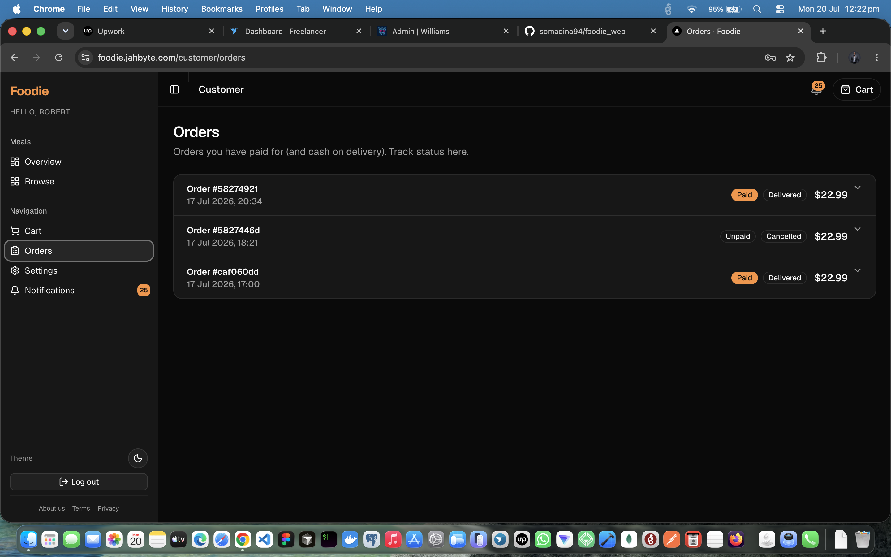 Multi-Role Food Delivery Platform with Real-Time Chat & Live Order Tracking (Web), screenshot 3 of 3