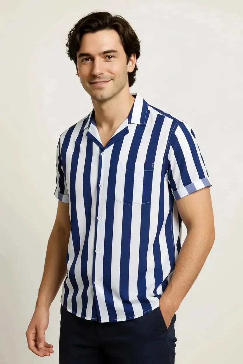 Hawaiian shirts for men with classic stripe design