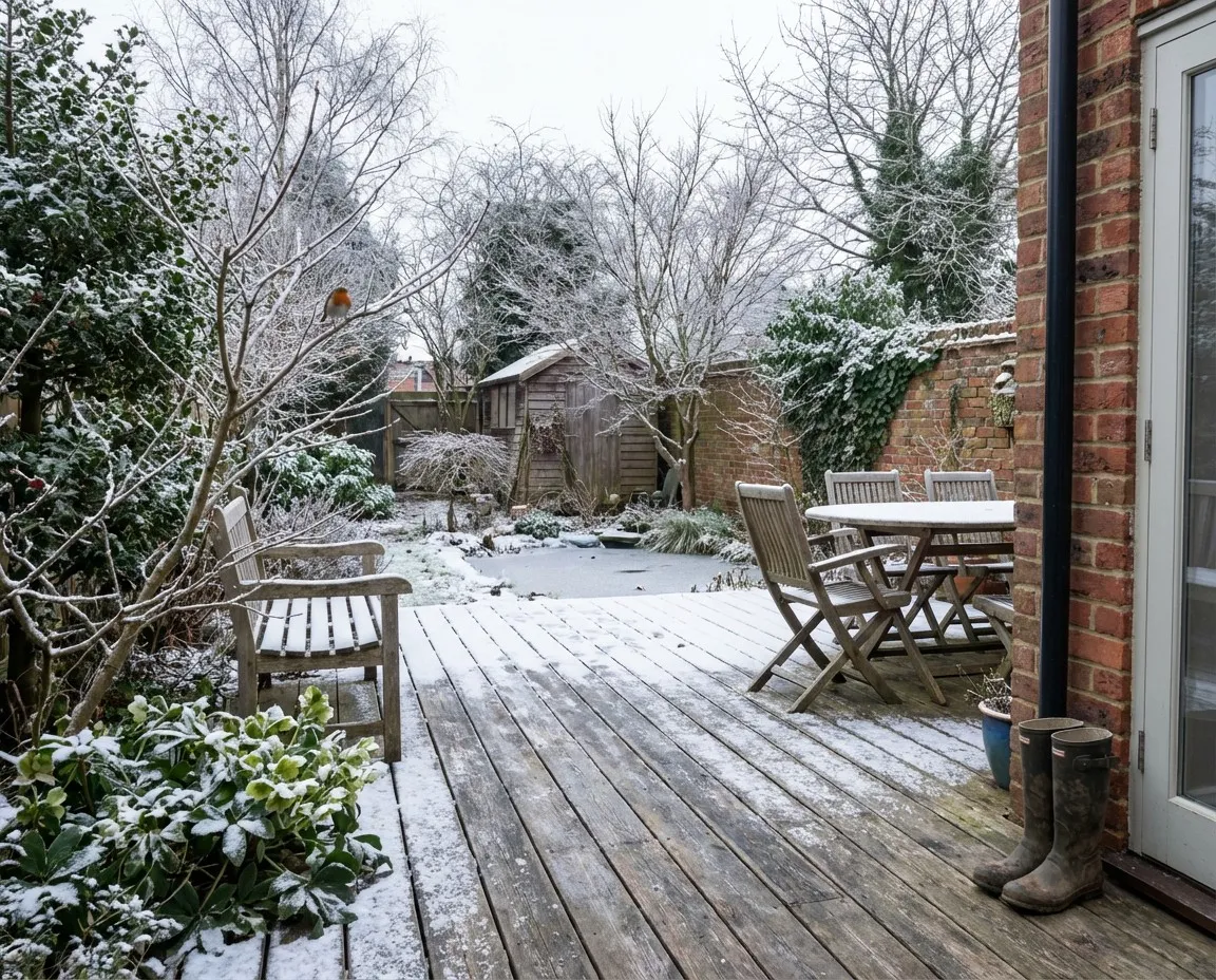 Wooden Deck in Winter