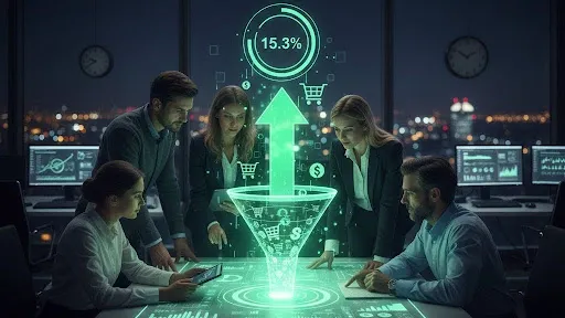Ecommerce team analysing conversion rate growth