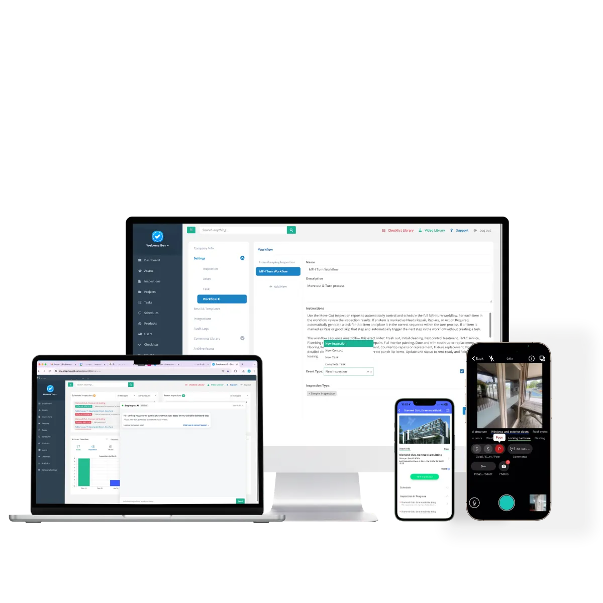 SnapInspect property inspection software used for commercial buildings reports & asset tracking