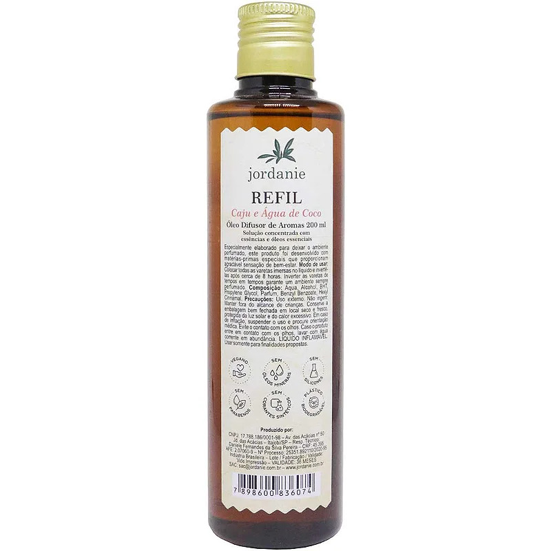 Refil difusor caju/agua de coco jordanie 200ml