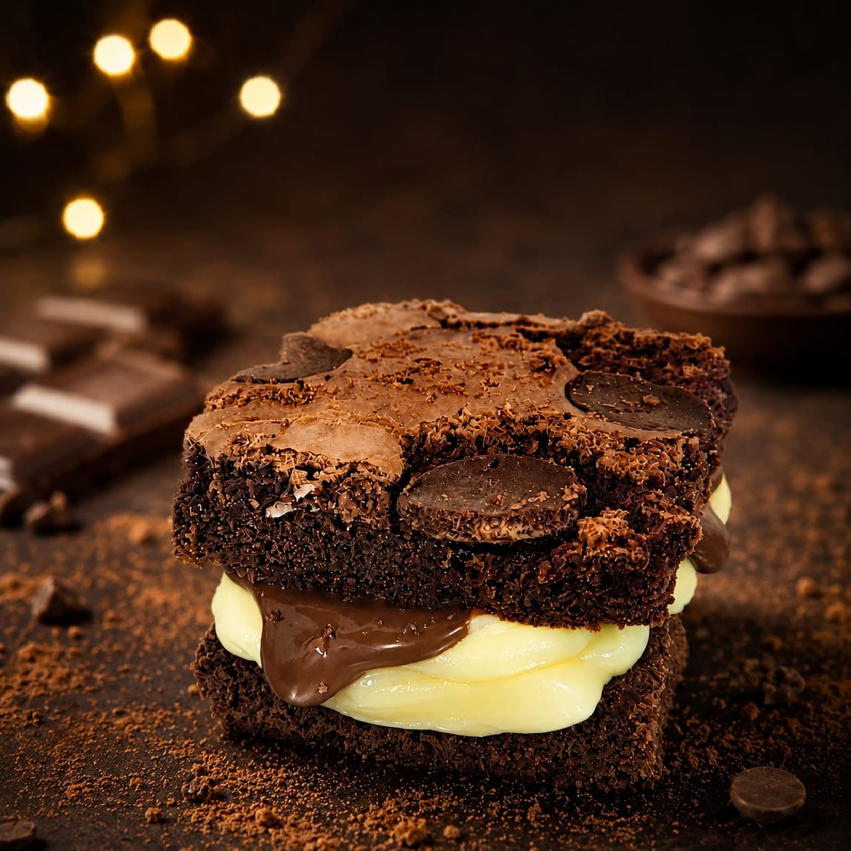 Brownie recheado leite ninho com nutella