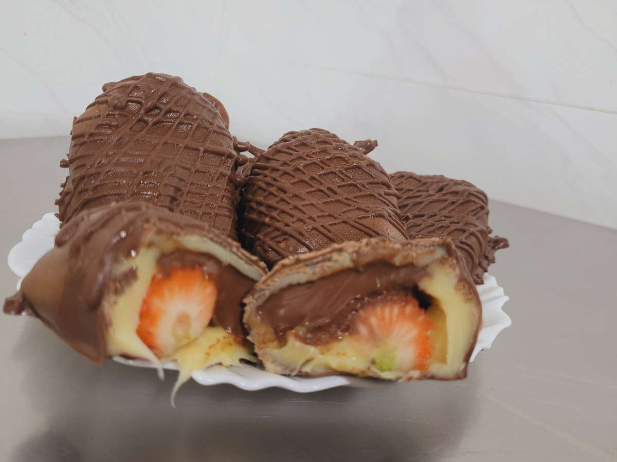 Bombom de morango de nutella