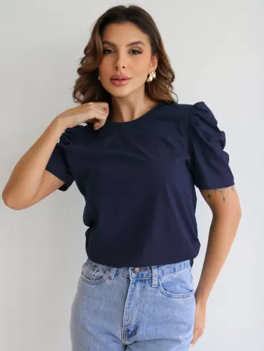 Blusa manga bufante feminina
