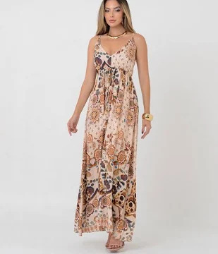 Vestido longo estampado