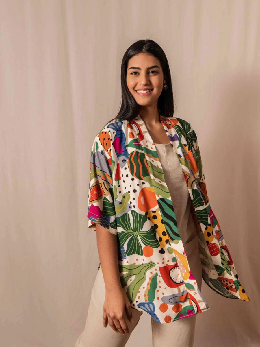 Kimono feminino estampado