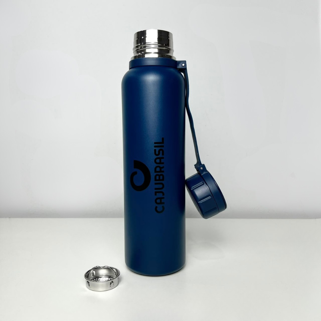 Garrafa térmica - caju brasil - 1 litro - azul marinho