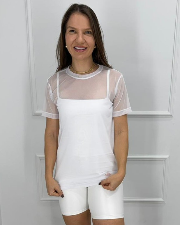 Camisetao de tule branco p/m