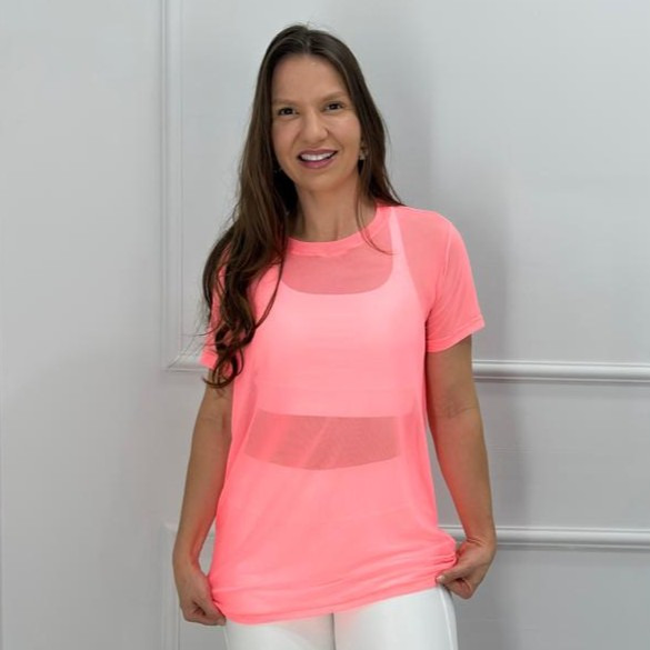 Camisetao de tule - frutilly neon - g/gg