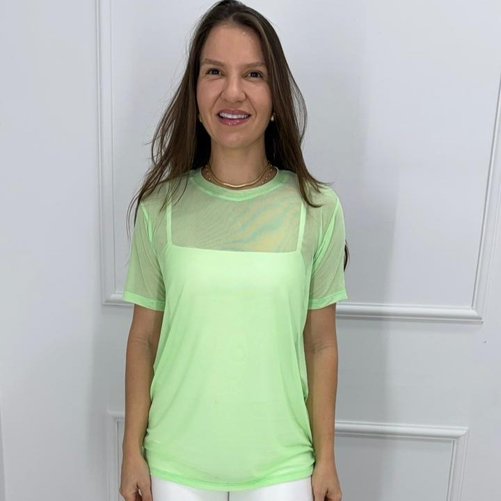 Camisetao de tule - maca verde - g/gg