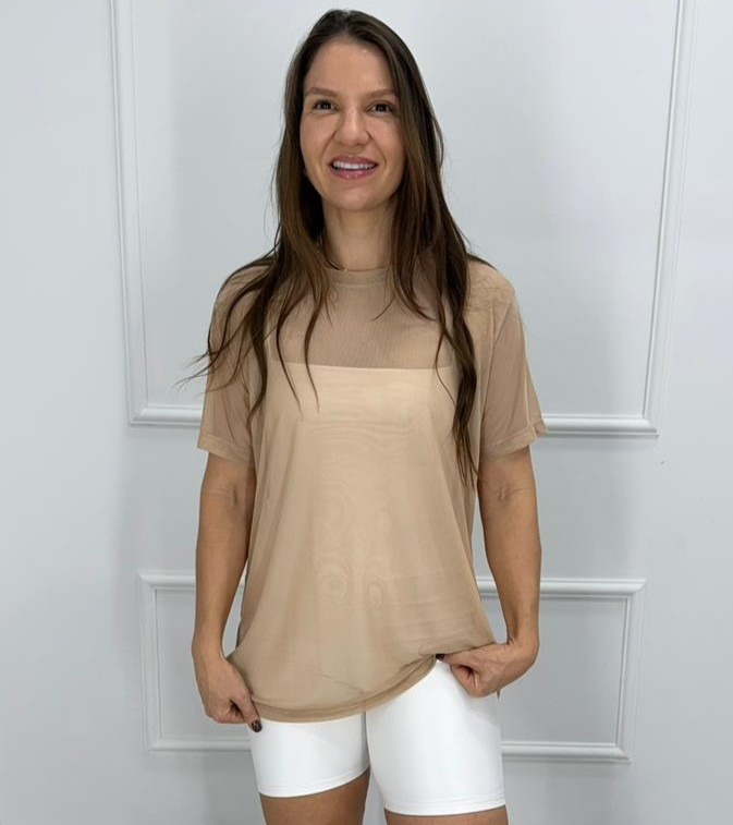 Camisetao de tule chocolate p/m