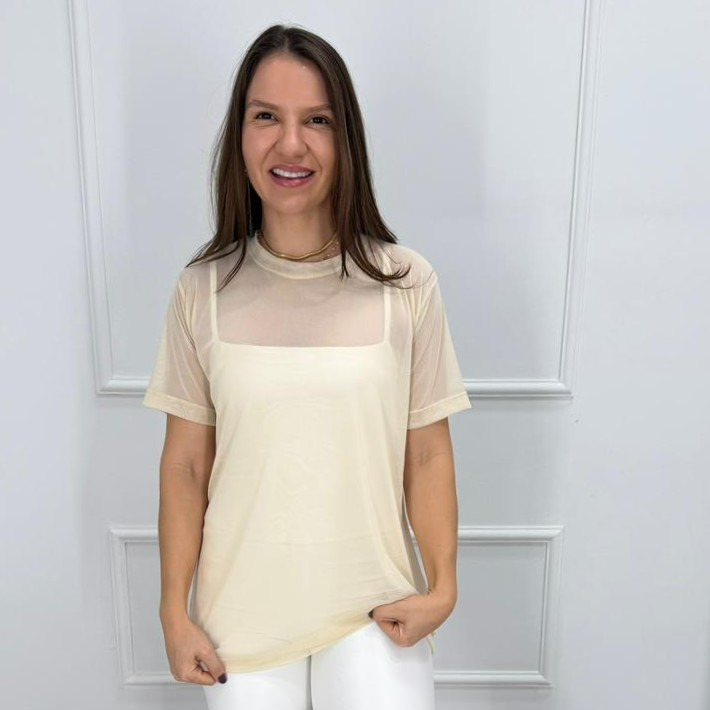 Camisetao de tule - nude - g/gg