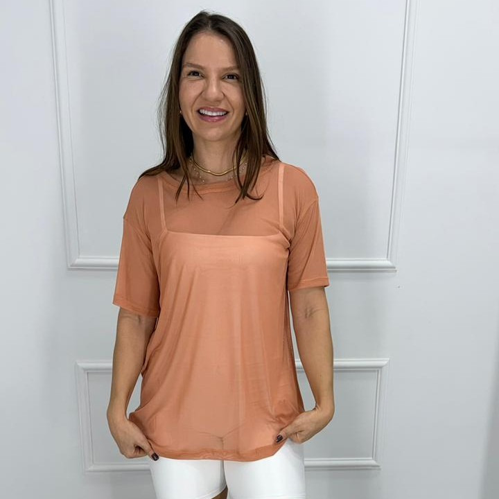 Camisetao de tule - sonata cedro - g/gg