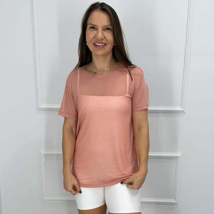 Camisetao de tule - rose - p/m