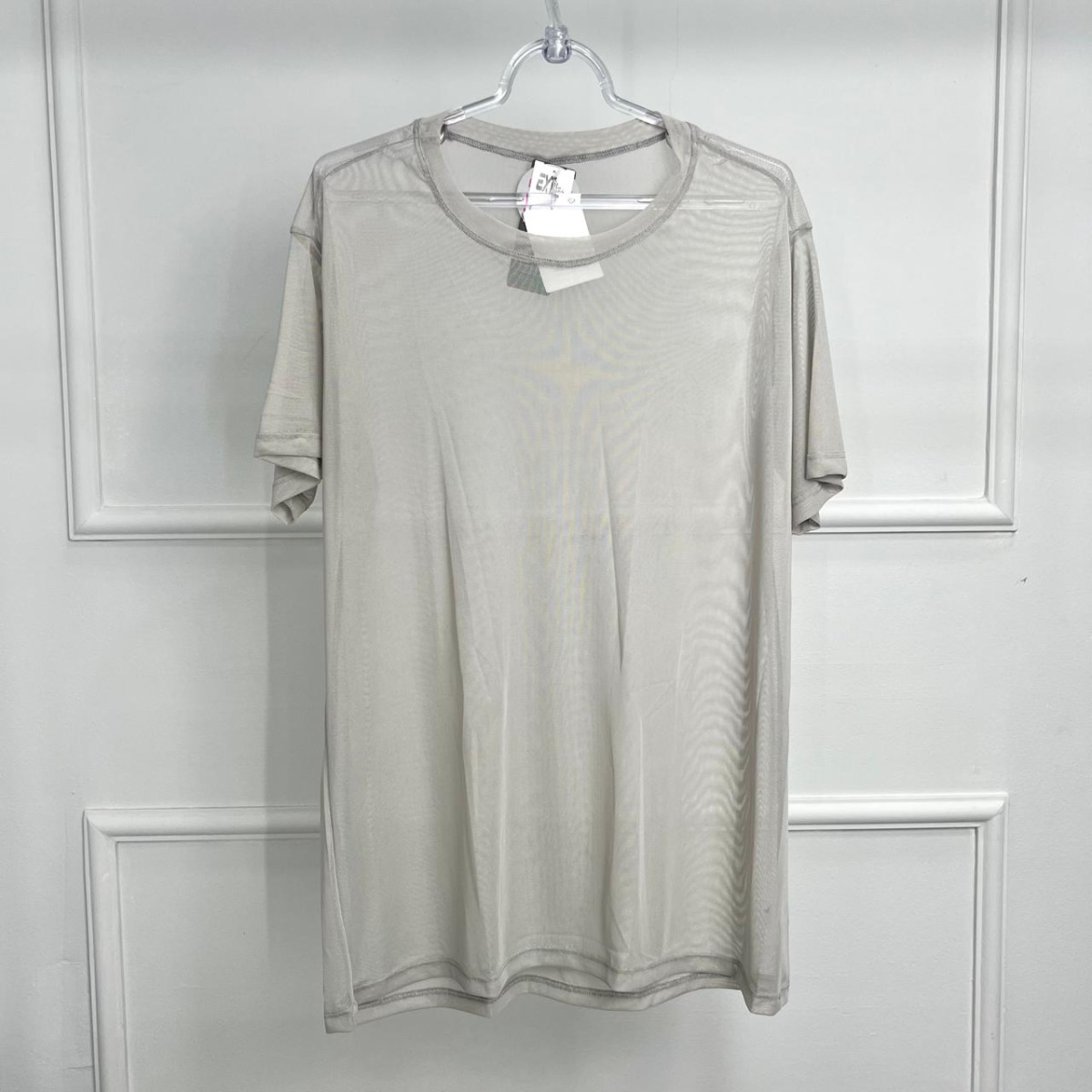 Camisetao plus de tule liso - cinza - g1